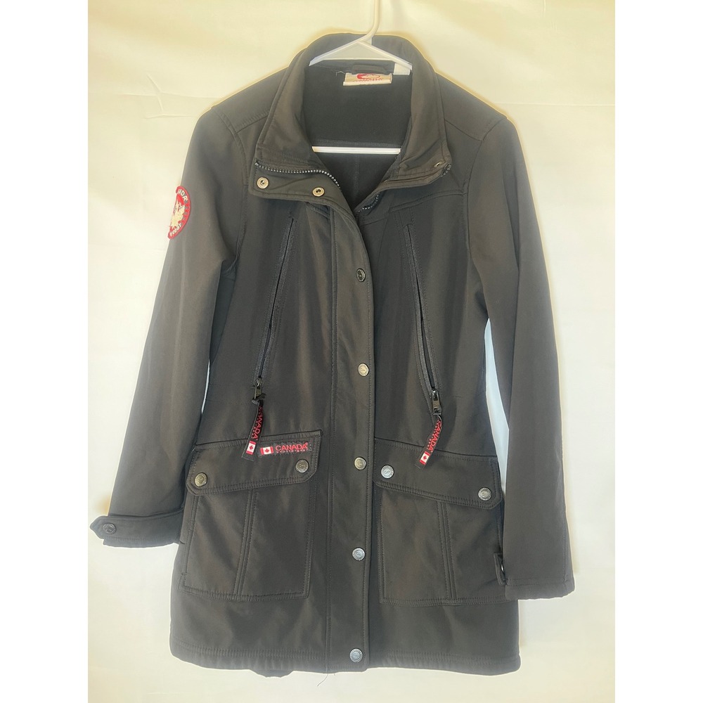 Canada Weather Gear Womens Black Softshell Fleece Lined Utility Jacket Medium